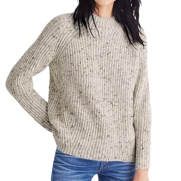 Madewell Sweaters - Madewell Donegal Snow Northfield Mockneck Sweater Ribbed Wool Blend Size XS
